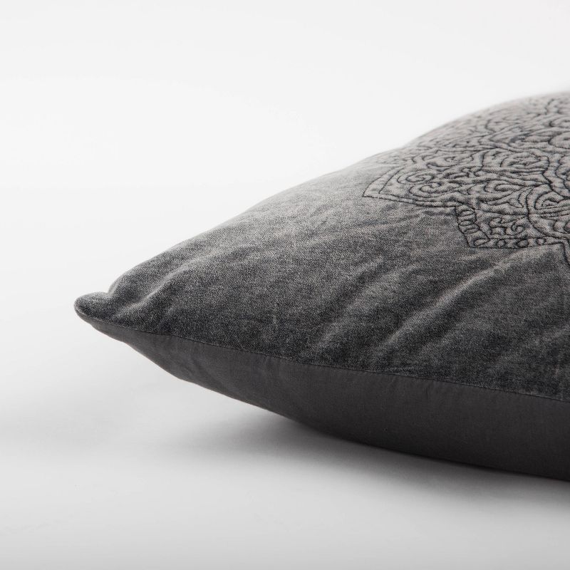 Medallion Throw Pillow Gray - Rizzy Home