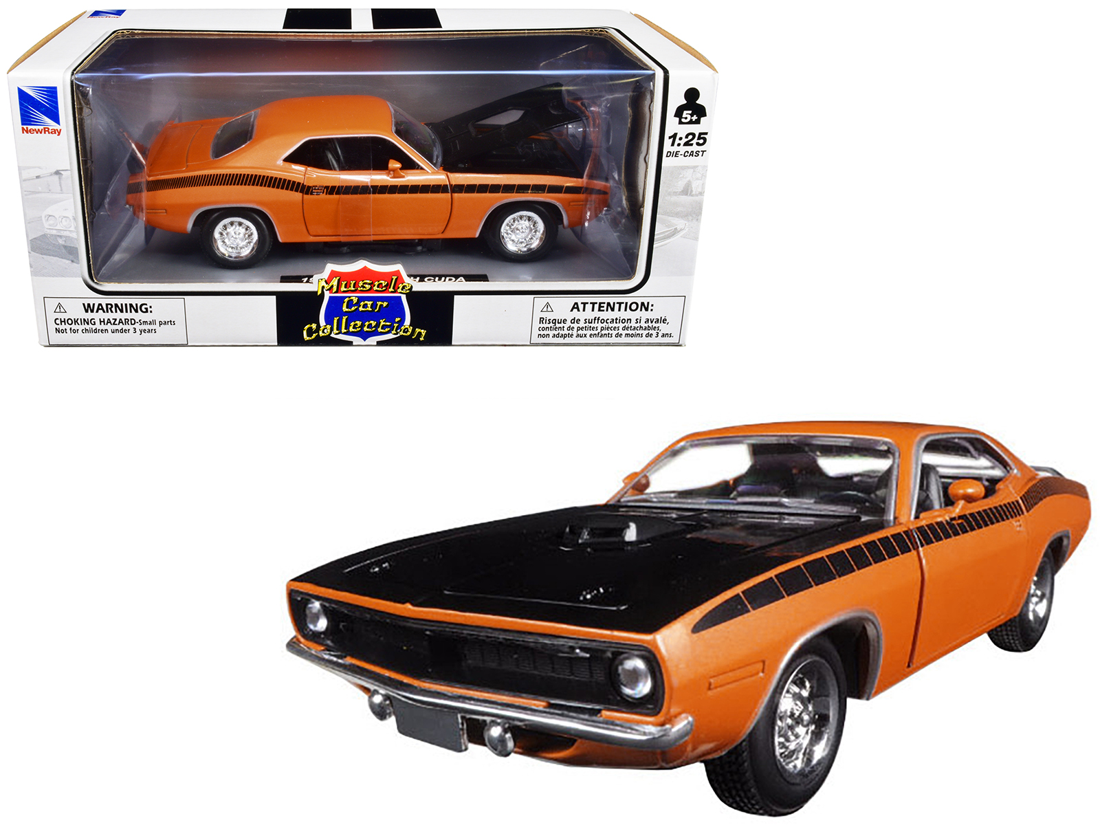 1971 Plymouth Barracuda Tahitian Walnut Metallic and White with White Vinyl Top Limited Edition to 258 pieces Worldwide 1/18 Diecast Model Car by ACME