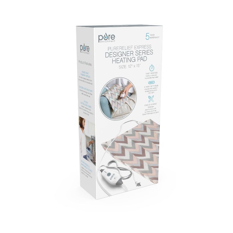 Pure Enrichment PureRelief Express Designer Series Electric Heating Pad - 12" x 15" - Desert Herringbone