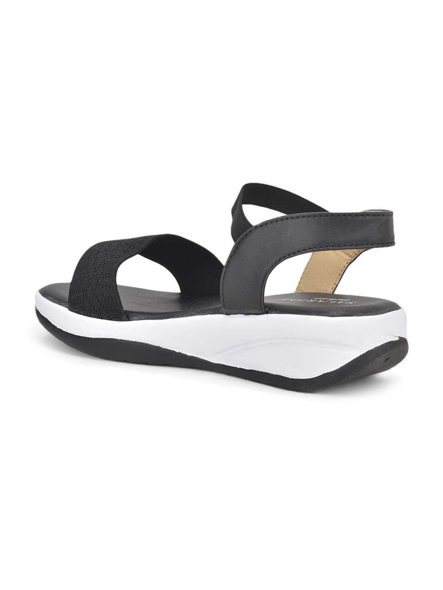 Salario Women's Black Ankle Strap Wedges