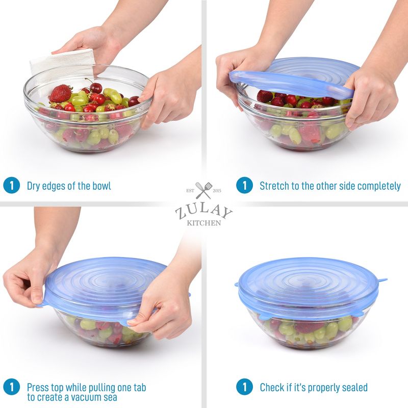 Zulay Kitchen Reusable Silicone Stretch Lids (Set of 14)