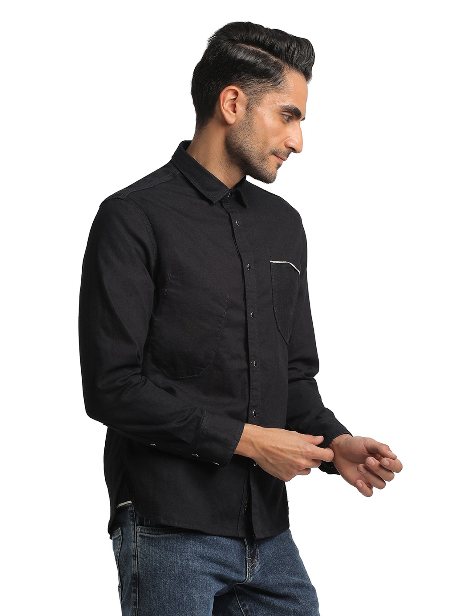 EVERBLUE Dark Ink Blue Regular Fit Shirt