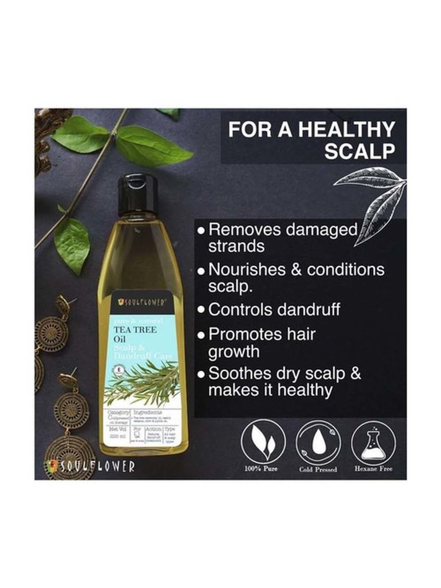 Soulflower Tea Tree Anti Dandruff Hair Oil - 225 ml