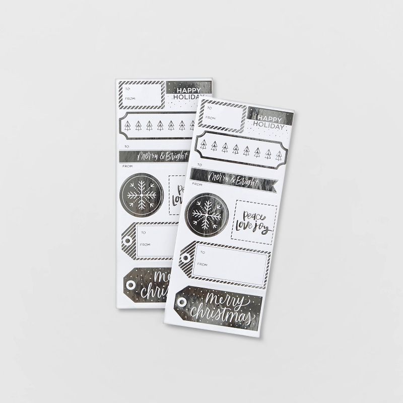 16ct Metallic Sticker Tags Silver & White - Wondershop™