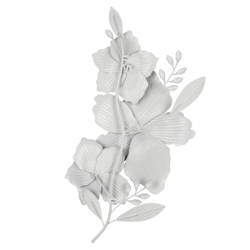 Blooming White and Gold Metal Flower Wall Decor - Stratton Home Décor