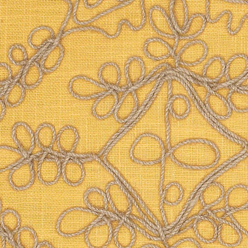 Mustard Jute Embroidered Throw Pillow 18"x18" - Rizzy Home