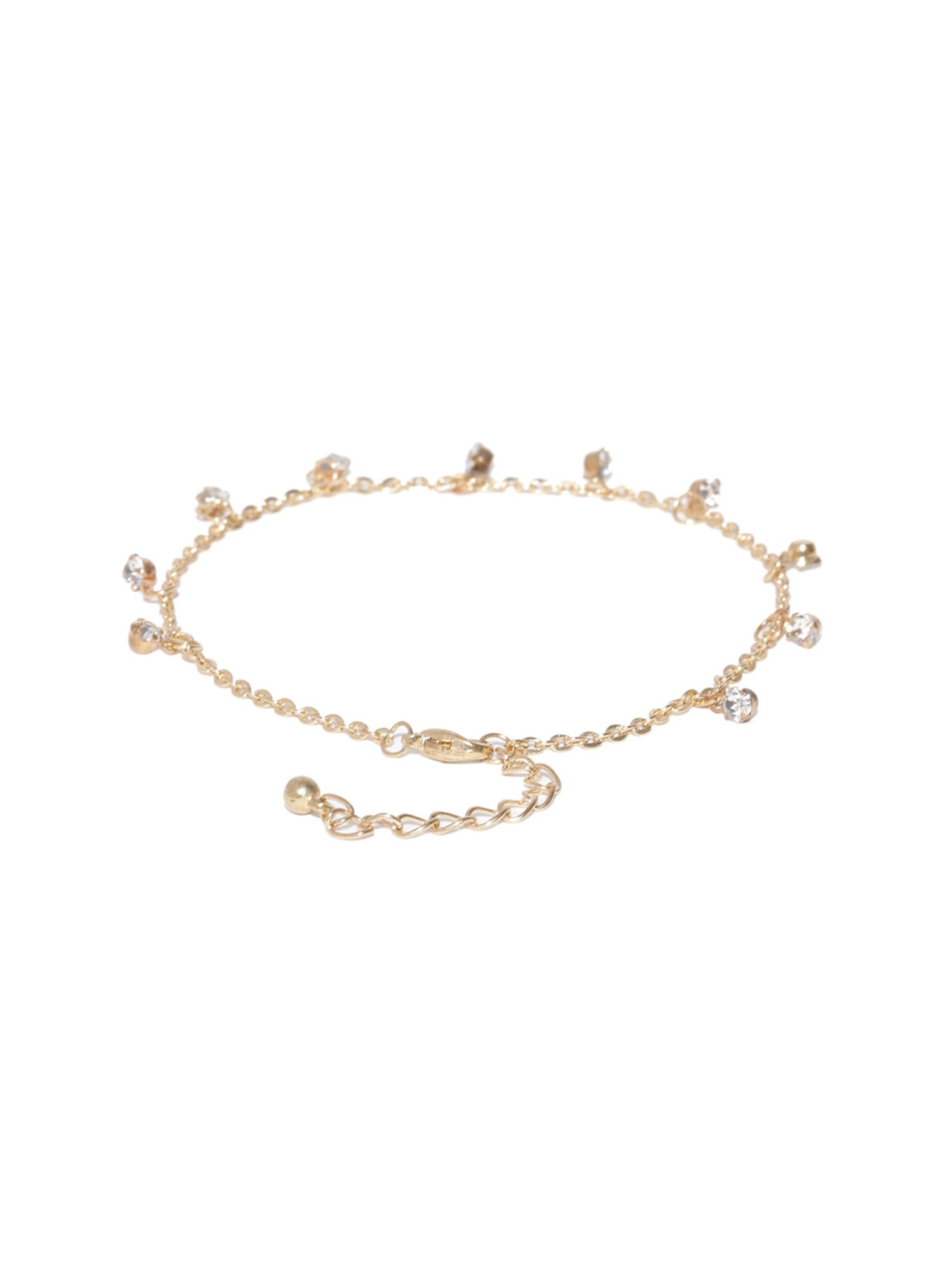 OOMPH Crystal Gold-Tone Delicate Fashion Stylish Latest Anklet for Women