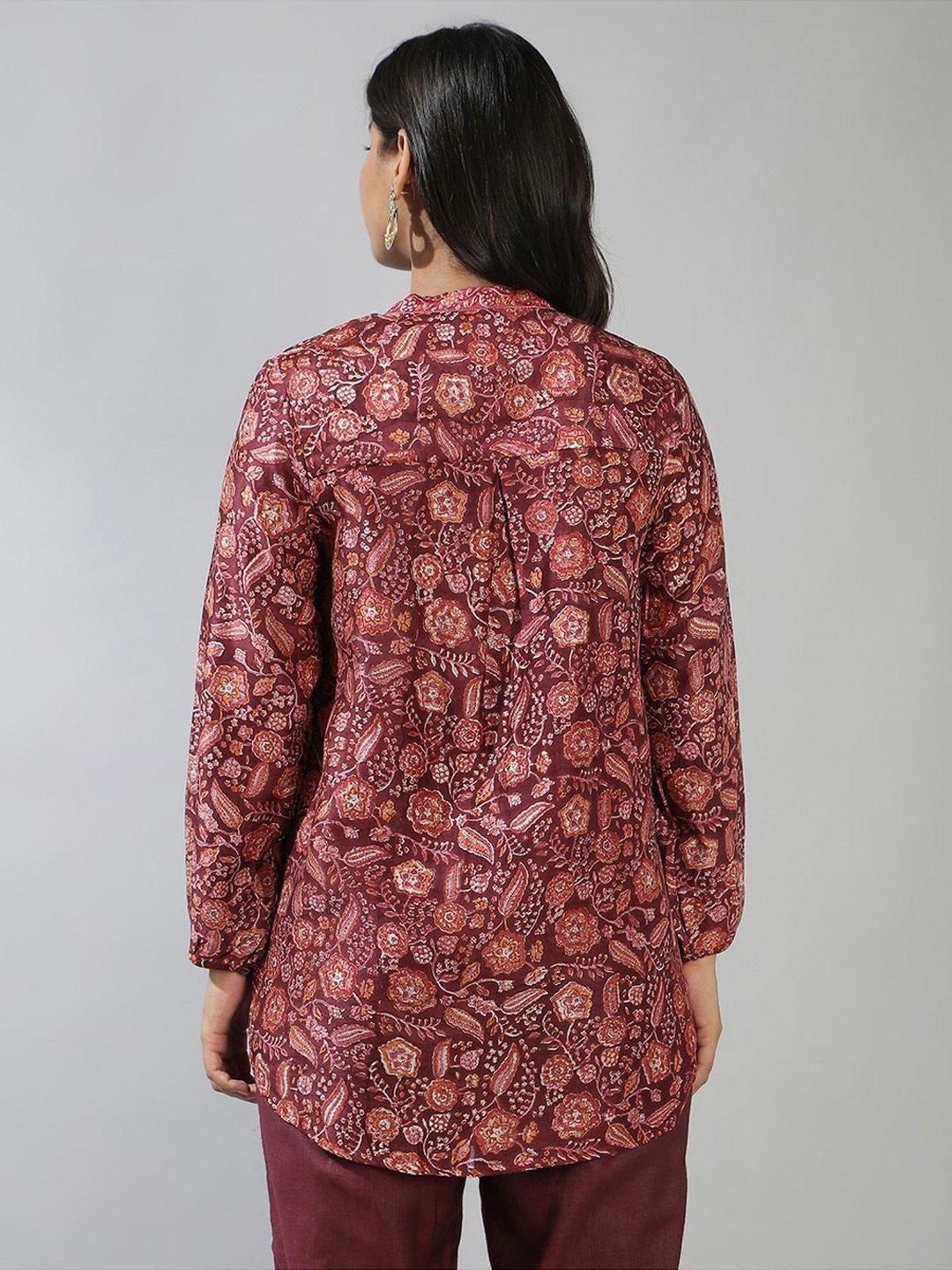 Fabindia Maroon Printed Tunic