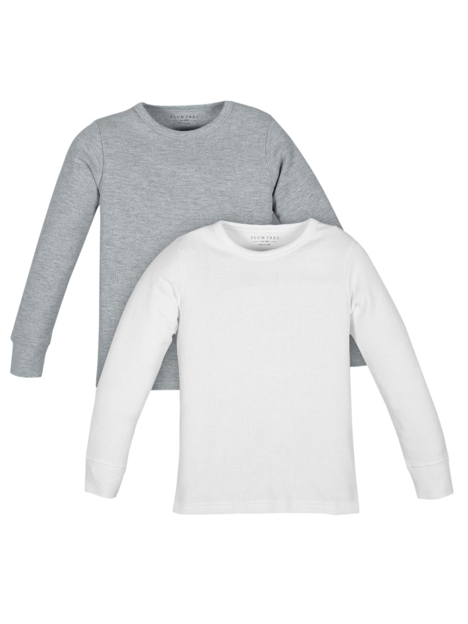 Dyca Kids Grey Melange Textured Thermal Top (Pack Of 2)