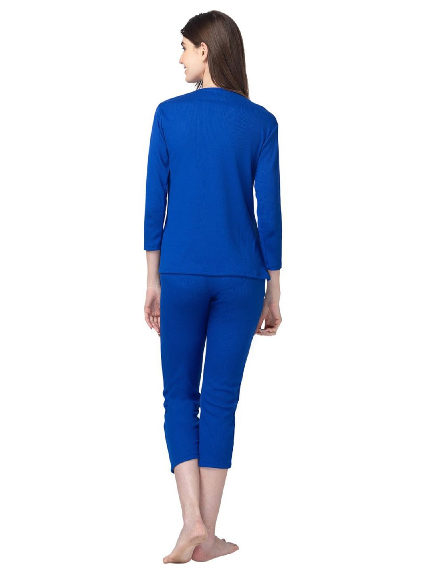 Candyskin Cotton Royal Blue T-Shirt With Capris
