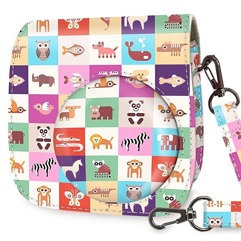 Protective Case Bag Purse Compatible with Mini 9 Mini 8 Mini 8+ Camera, Green Blue Flower