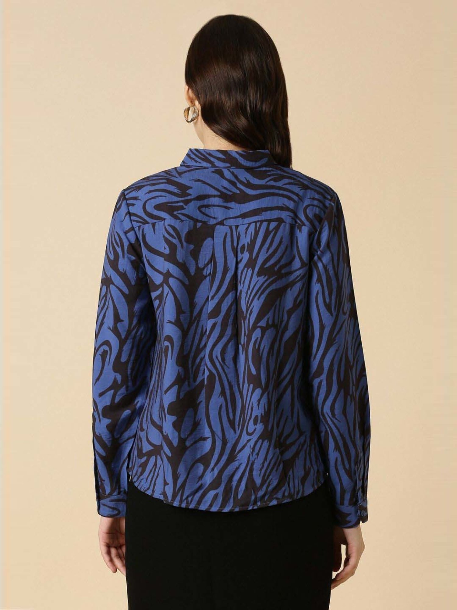 Allen Solly Blue Cotton Printed Formal Shirt