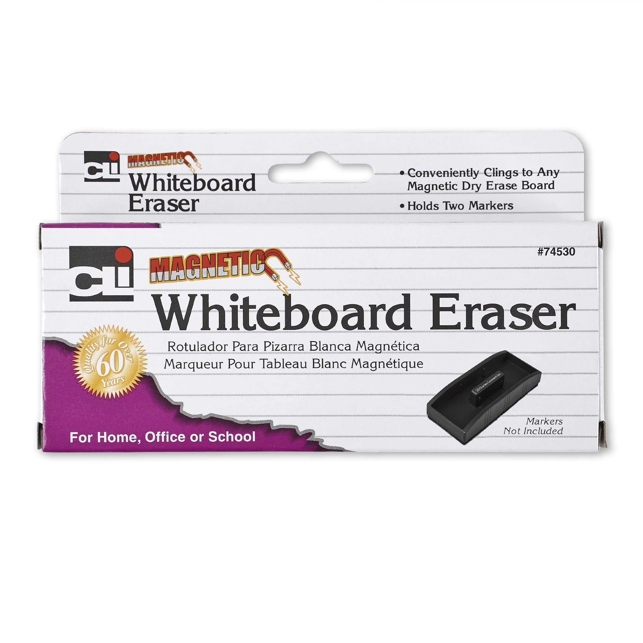 Charles Leonard, Inc White Board Eraser Magnetic 2"x5" Marker Holder Black 74530