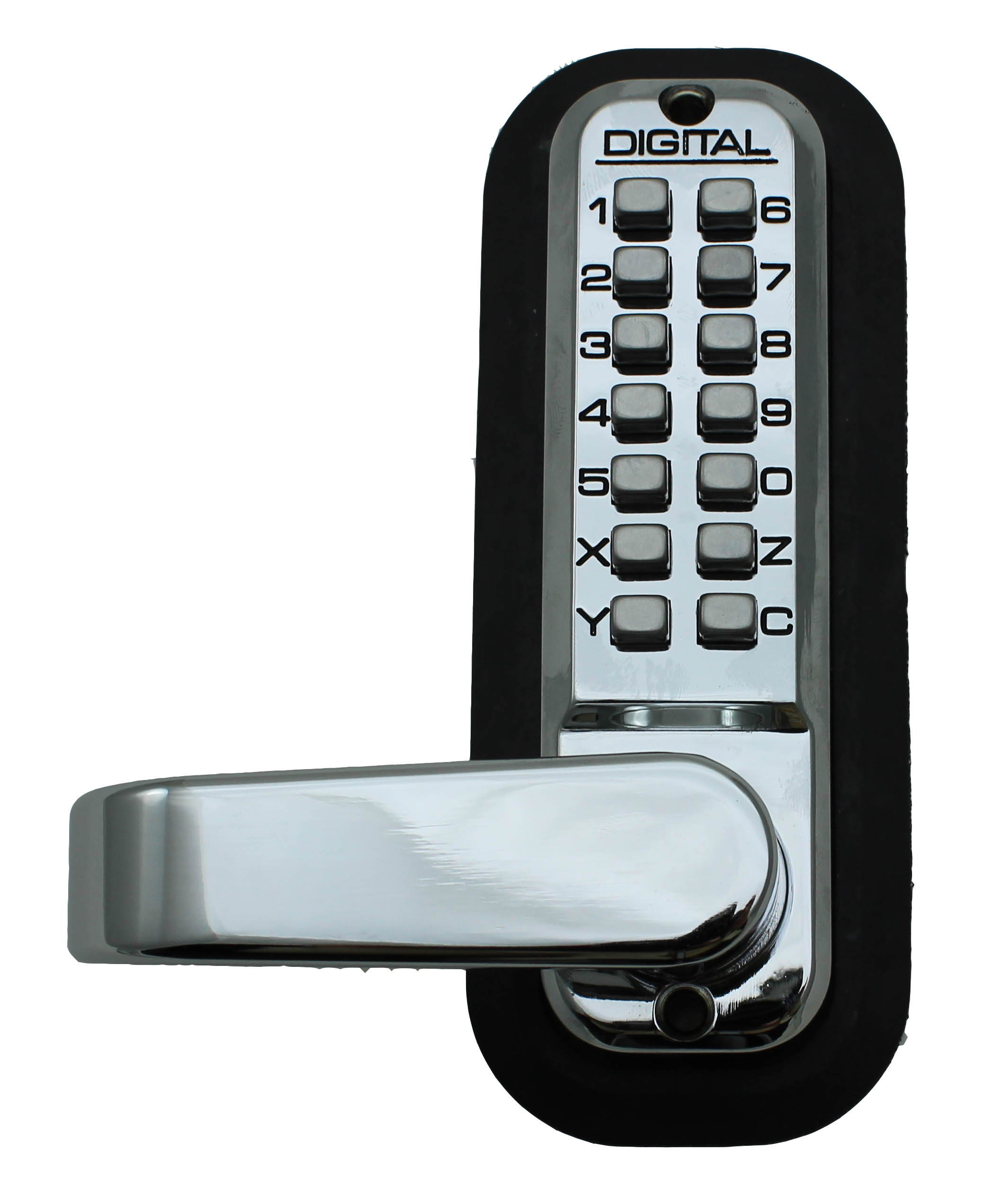 LockeyUSA Digital Door Lock 2835 Lever Handle with Double Combination, Bright Chrome