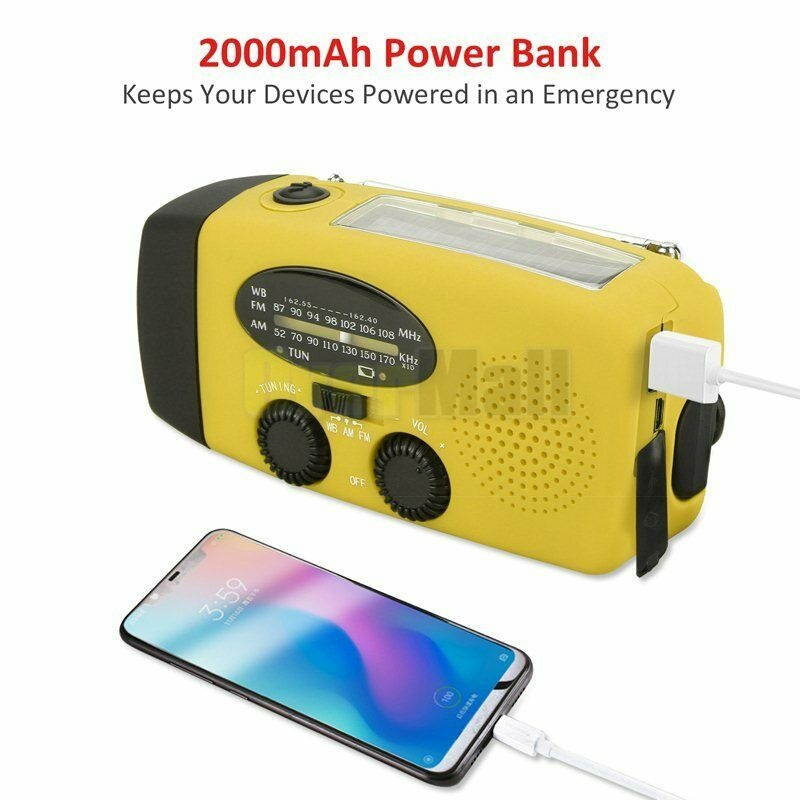 10Pcs Emergency Solar Power Weather Radio Receiver Lighting Torch SOS USB Charge