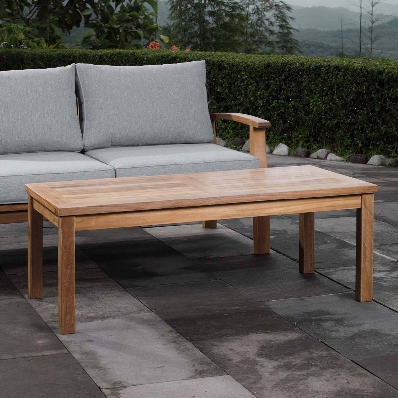 Marina Outdoor Patio Teak Rectangle Coffee Table in Natural - Modway