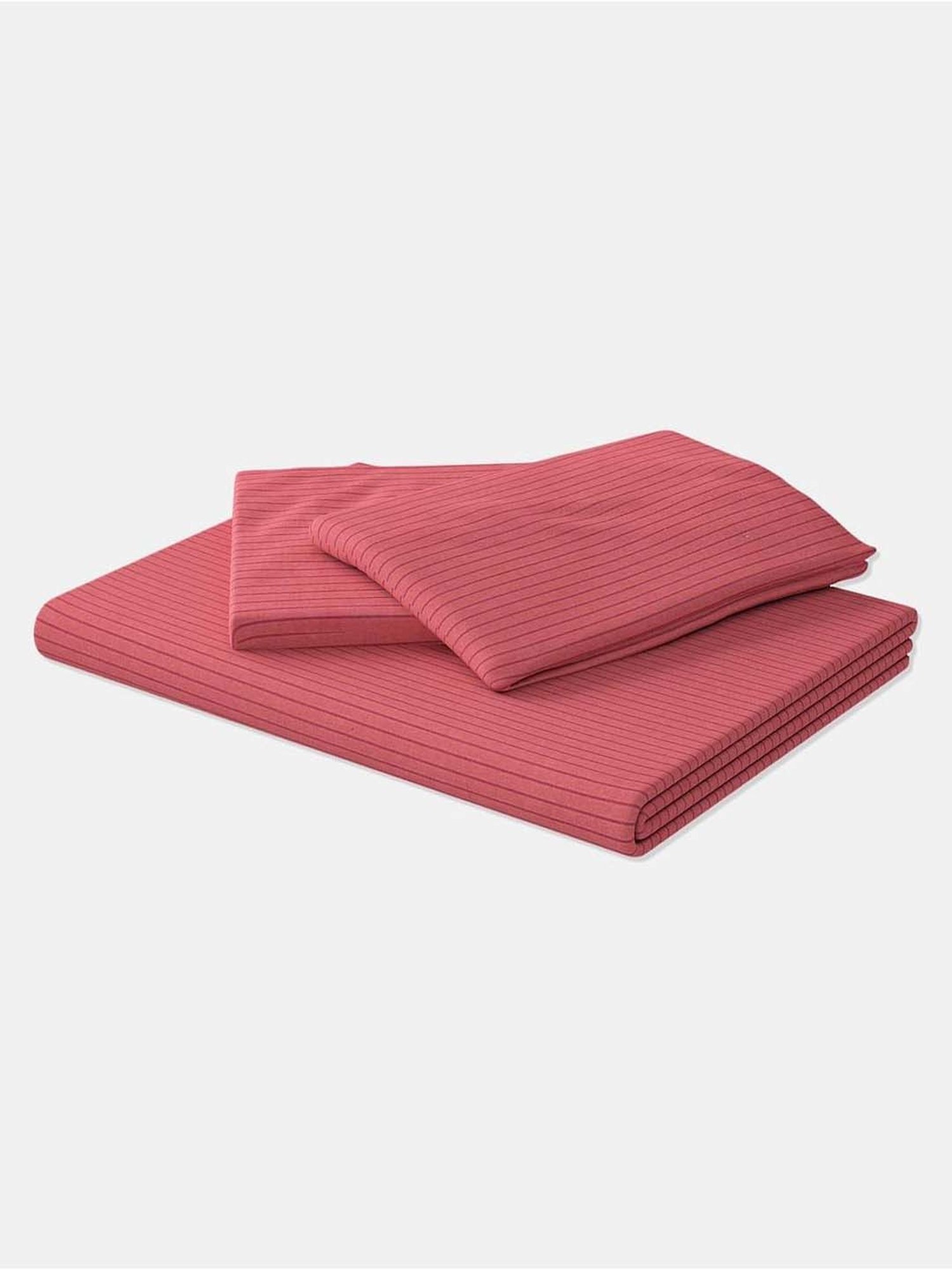 Fabindia Red Cotton 92 TC Single Bed Sheet With Pillow Cover