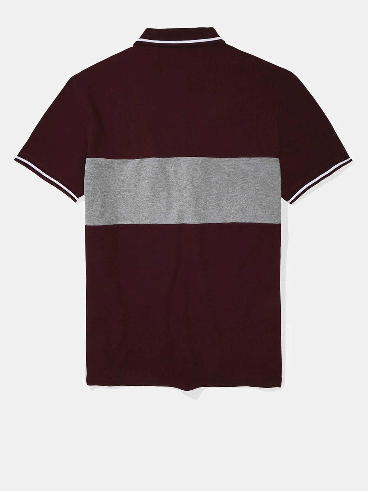 American Eagle Burgundy Regular Fit Colour Block Polo T-Shirt