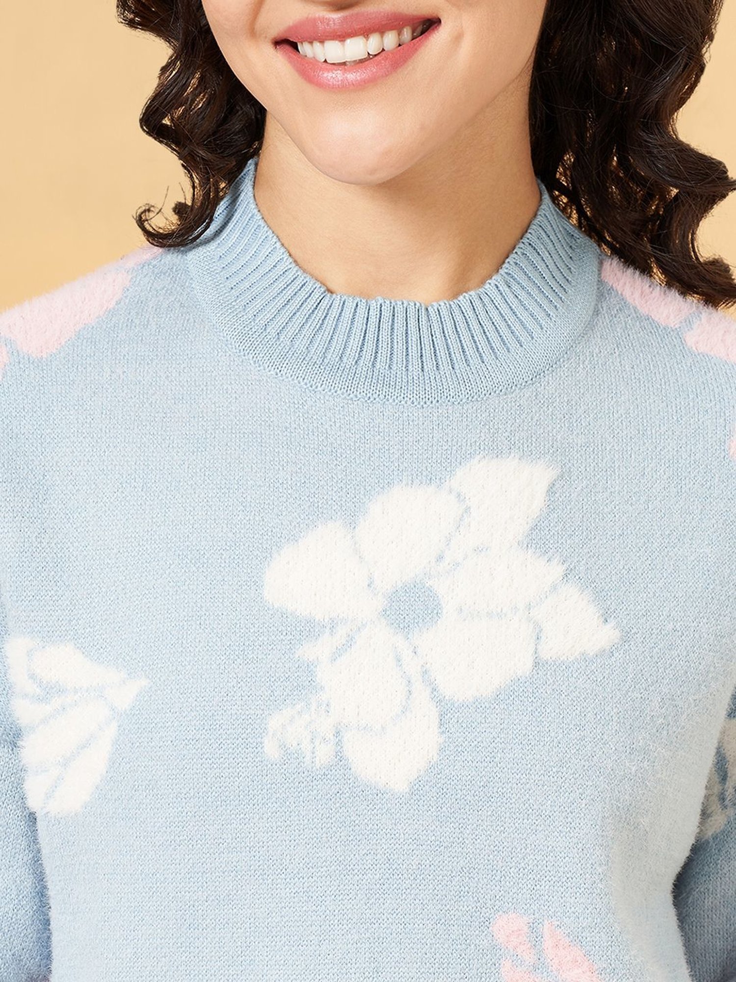 Honey by Pantaloons Blue Self Pattern Sweater