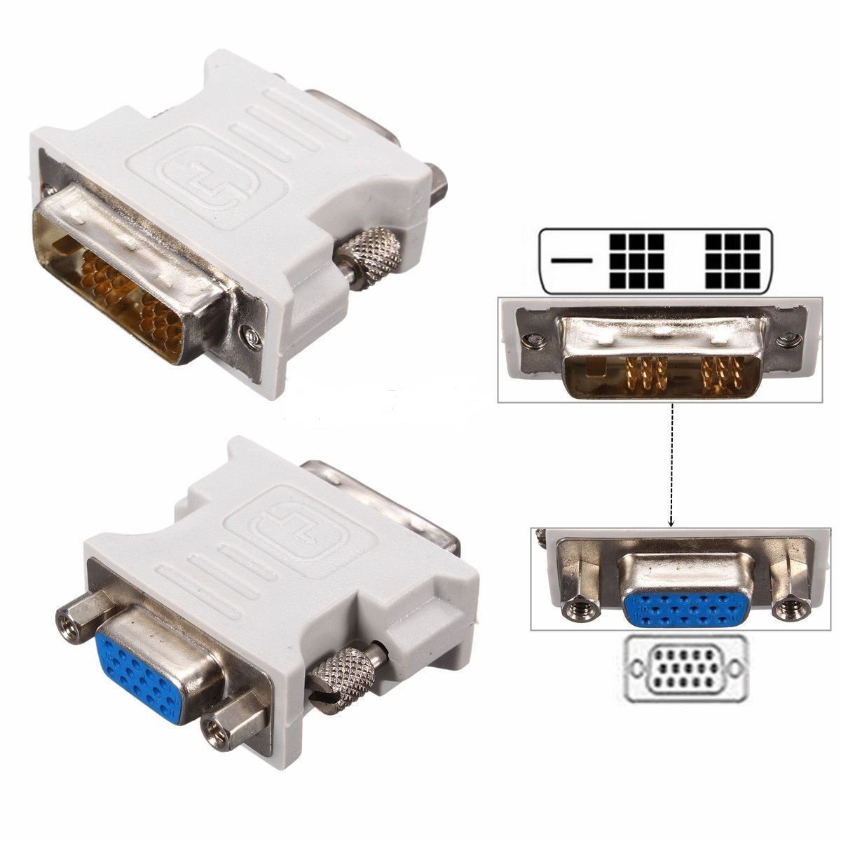 VGA Female to DVI-D 18+1 Pin Single Link Male Converter Adapter for PC Laptop Graphic Card Durable (It's Passive. Not Active)