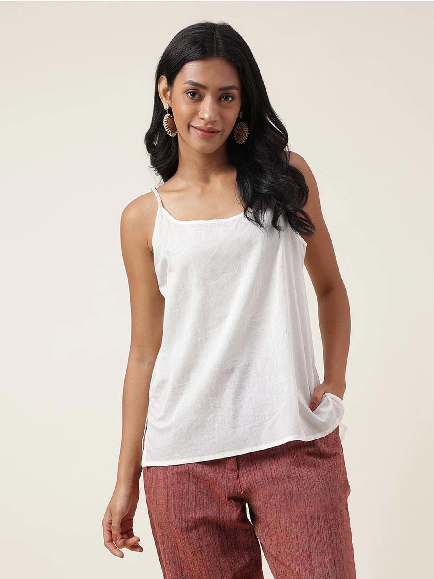 Fabindia White Floral Print Tunic With Inner