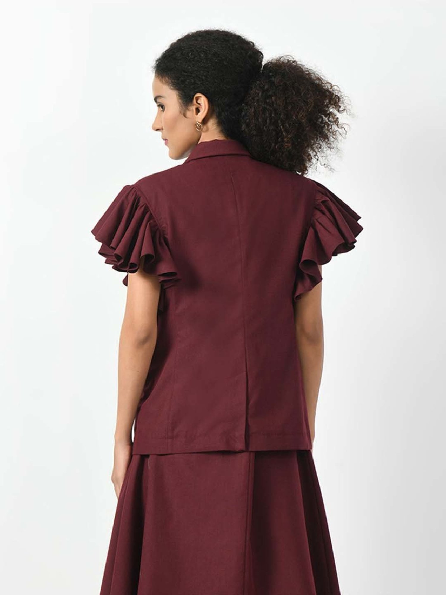 Office & You Maroon Plain Jacket