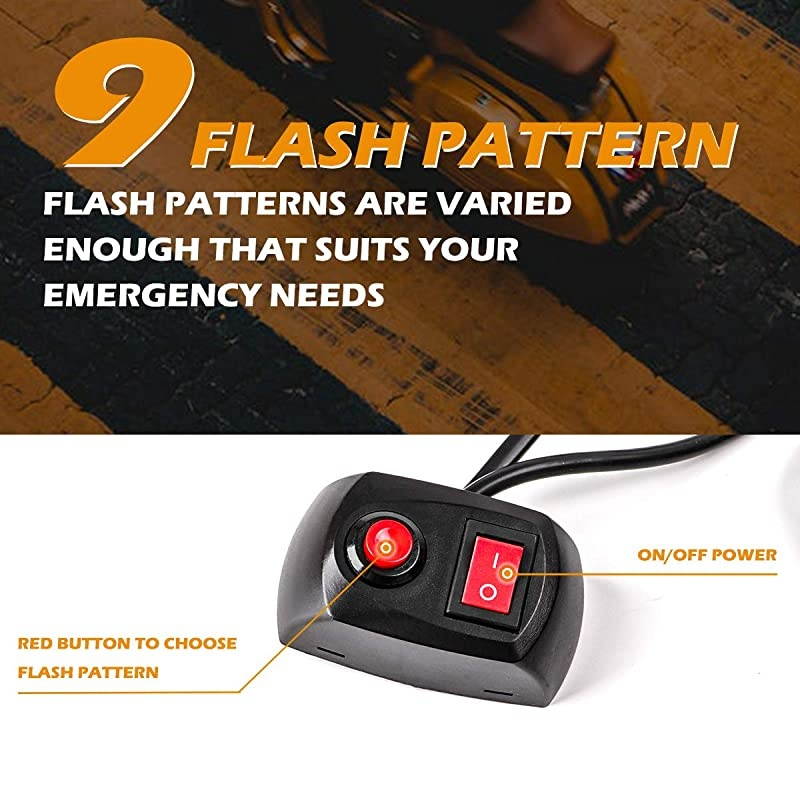 Police Lights Led Trailer Lights Dual 6 LED 2 Color Modes 9 Flashing Modes Aluminium housing Light Bar Mounts Firefighter Emergency Lights For Vehicles, White or Red&Blue 2 PCS