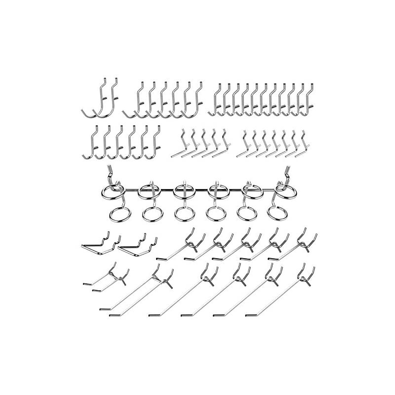53106 Pegboard Hooks Organizer Accessories Set, 50 Piece | Chrome Plated Assortment, Silver