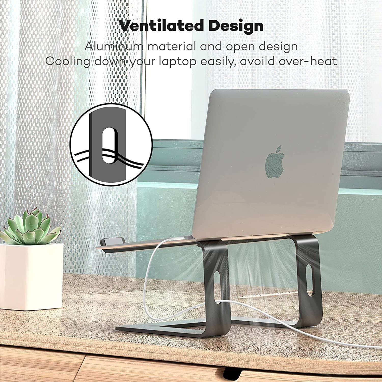 LEHOM Laptop Stand Aluminum Ergonomic Computer Raised Stands Holder Laptop Riser For Desk Detachable Desktop Stand Elevator for Macbook Pro Air Chromebook Dell HP More 10-15.6 inch LaptopsBlack