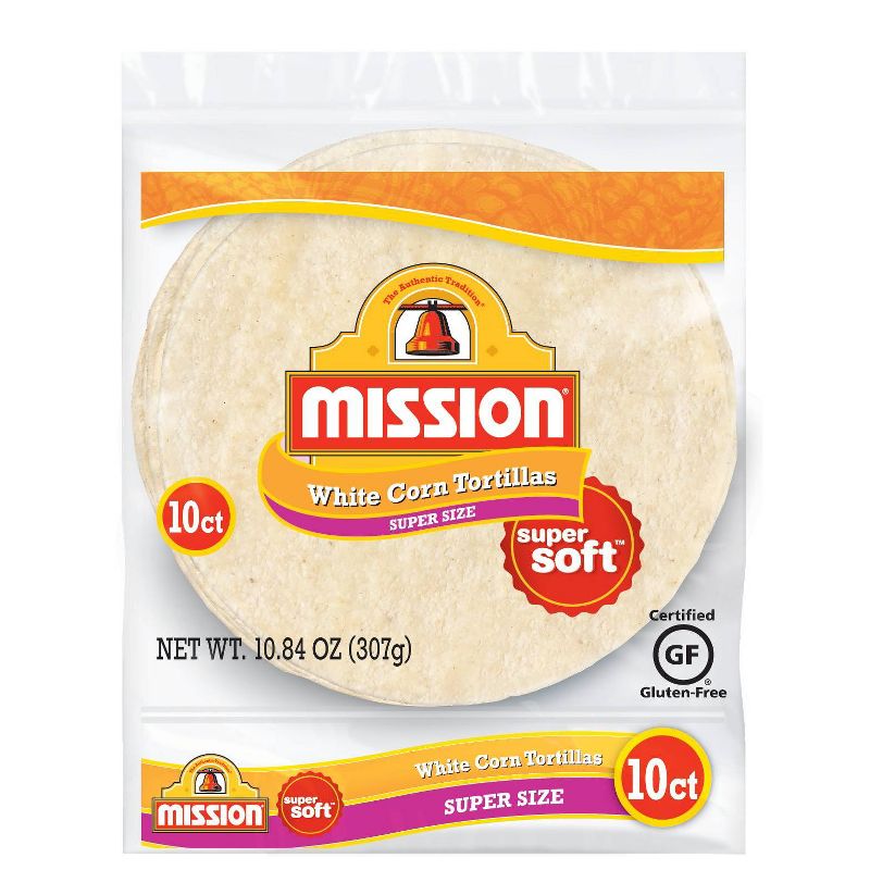 Mission Super Size Gluten Free Super Soft White Corn Tortillas - 10.84oz/10ct