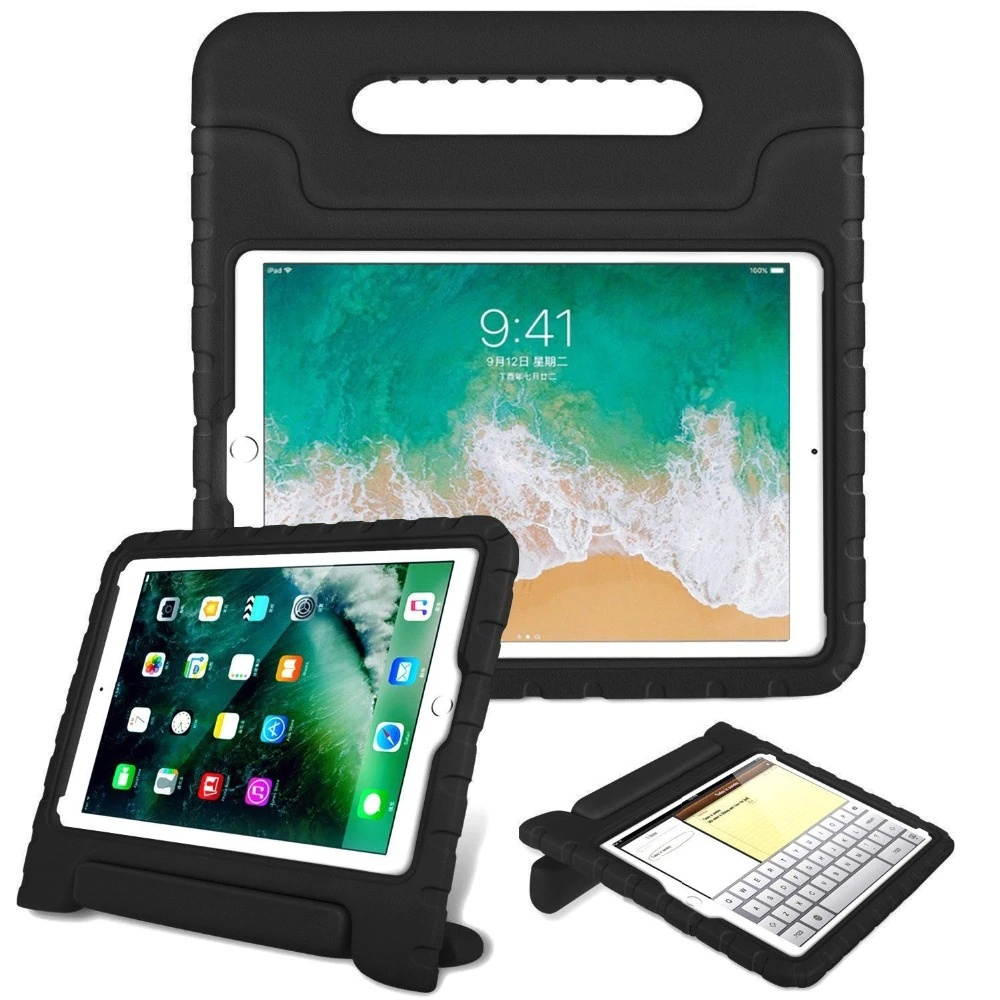 KIQ Kids Case for iPad Air 2, EVA Shockproof Bumper Impact Resistant Hard Cover Stand Foam Case for Apple iPad Air (2nd Generation, 9.7-inch) (Black)