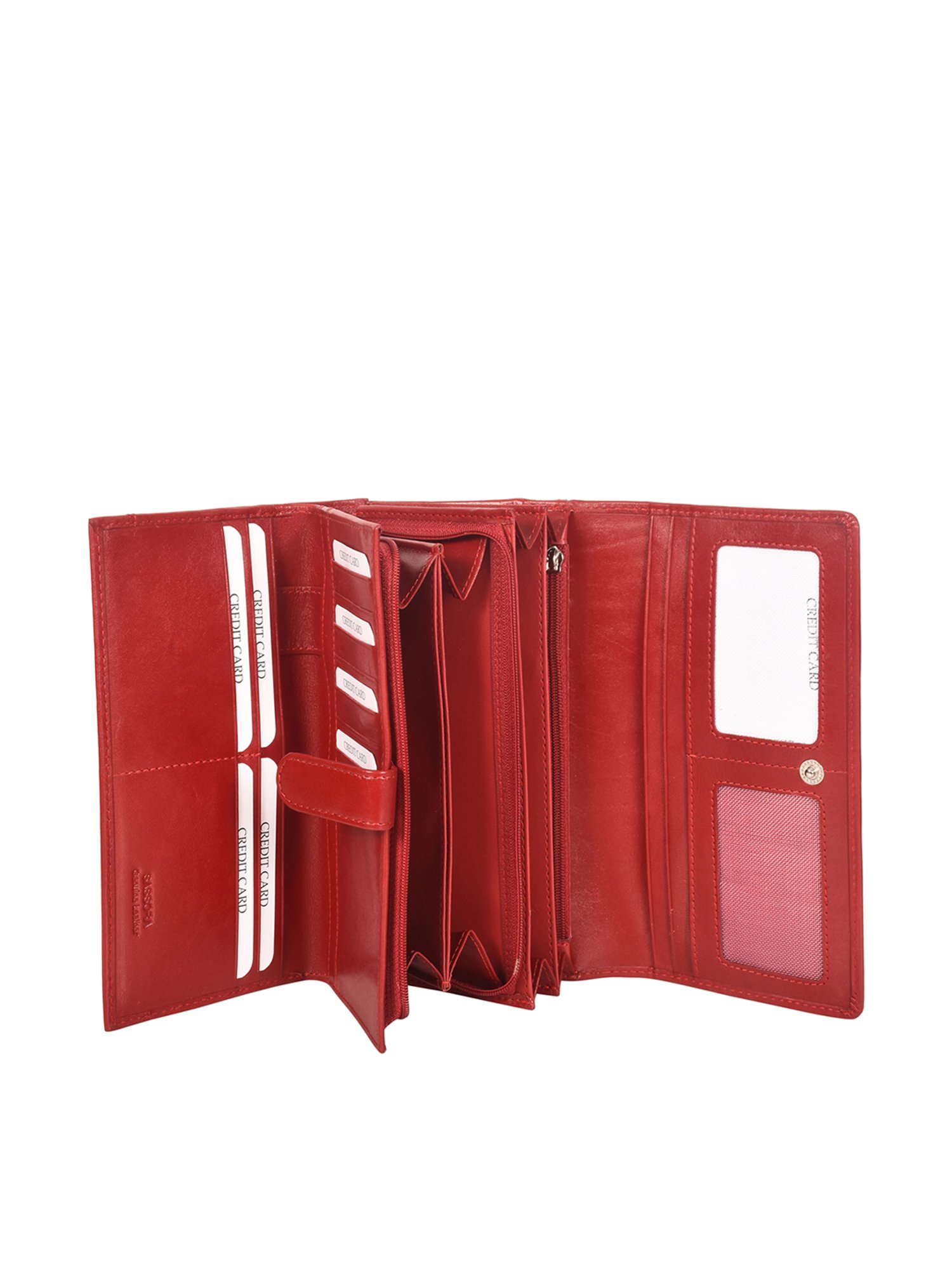 SASSORA Red Solid Rfid Wallet for Women