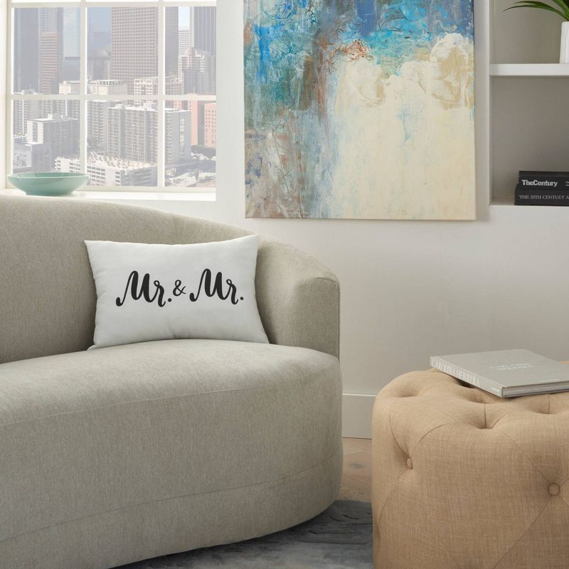 14"x20" Mr. & Mr. Throw Pillow White - Kathy Ireland Home