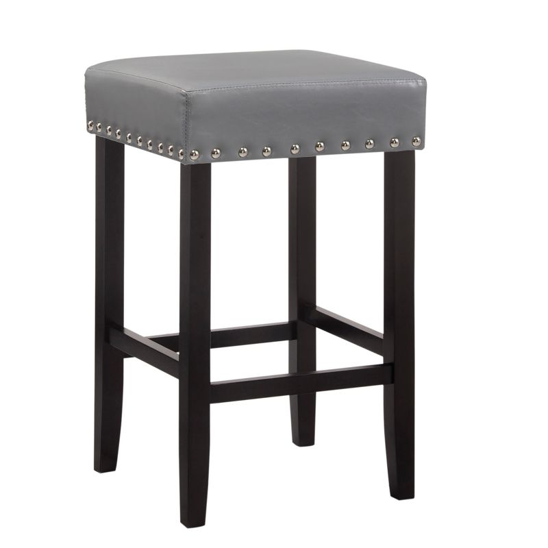 25" Jameson Nail Head Trim Backless Counter Height Barstool Espresso/Gray - Carolina Chair & Table