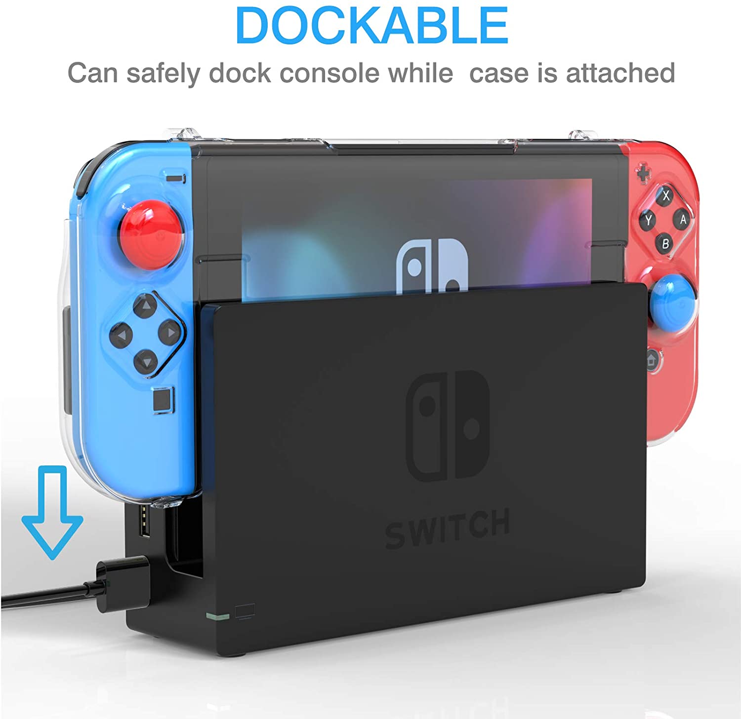 HEYSTOP Case Compatible with Nintendo Switch Dockable Switch Cover Protective Case with Screen Protector and Thumb Stick Caps