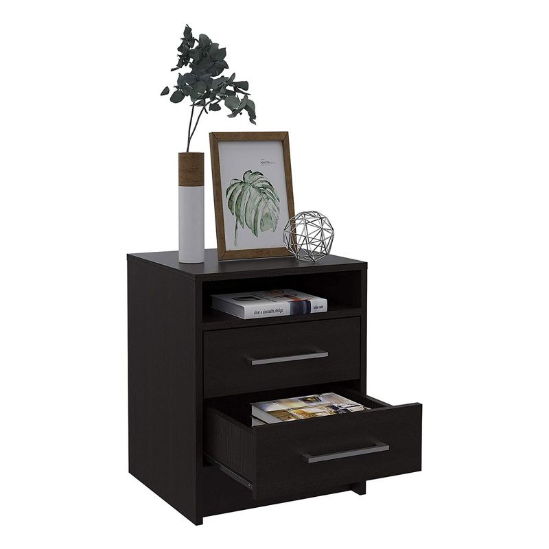 TUHOME Eter Nightstand End Table Furniture with 2 Drawers with Metal Handles and 1 Open Shelf for Bedroom or Living Room Storage, Espresso