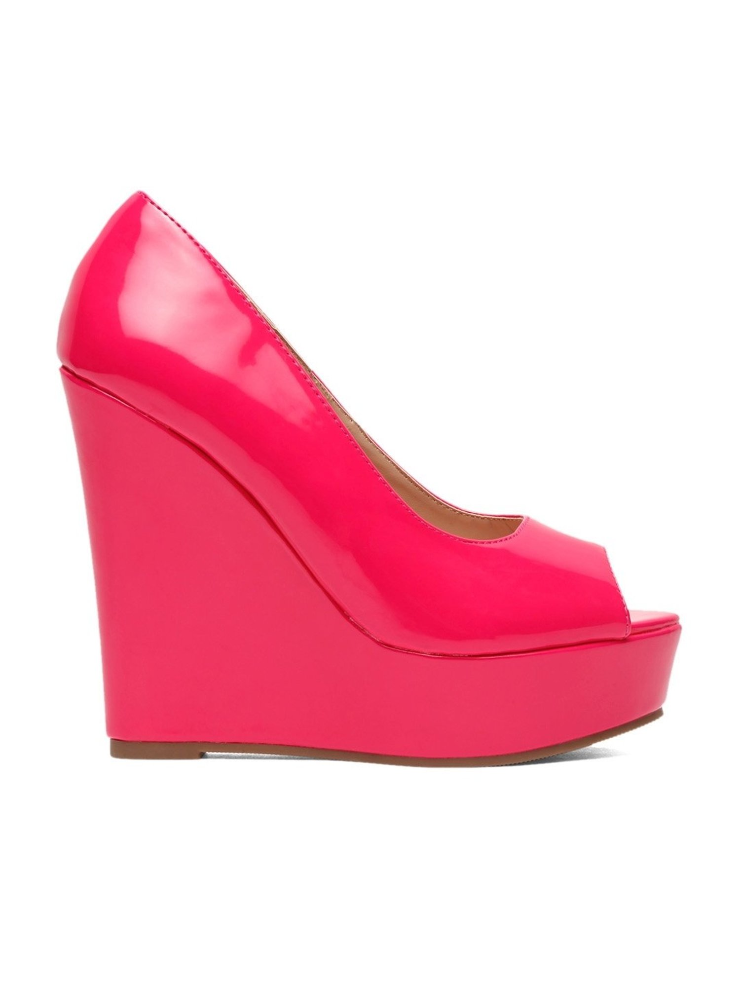 Flat N Heels Women's Pink Peeptoe Wedges