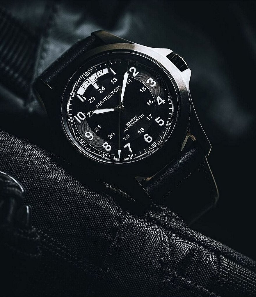 Hamilton Khaki Field King Automatic Black Leather Strap Watch