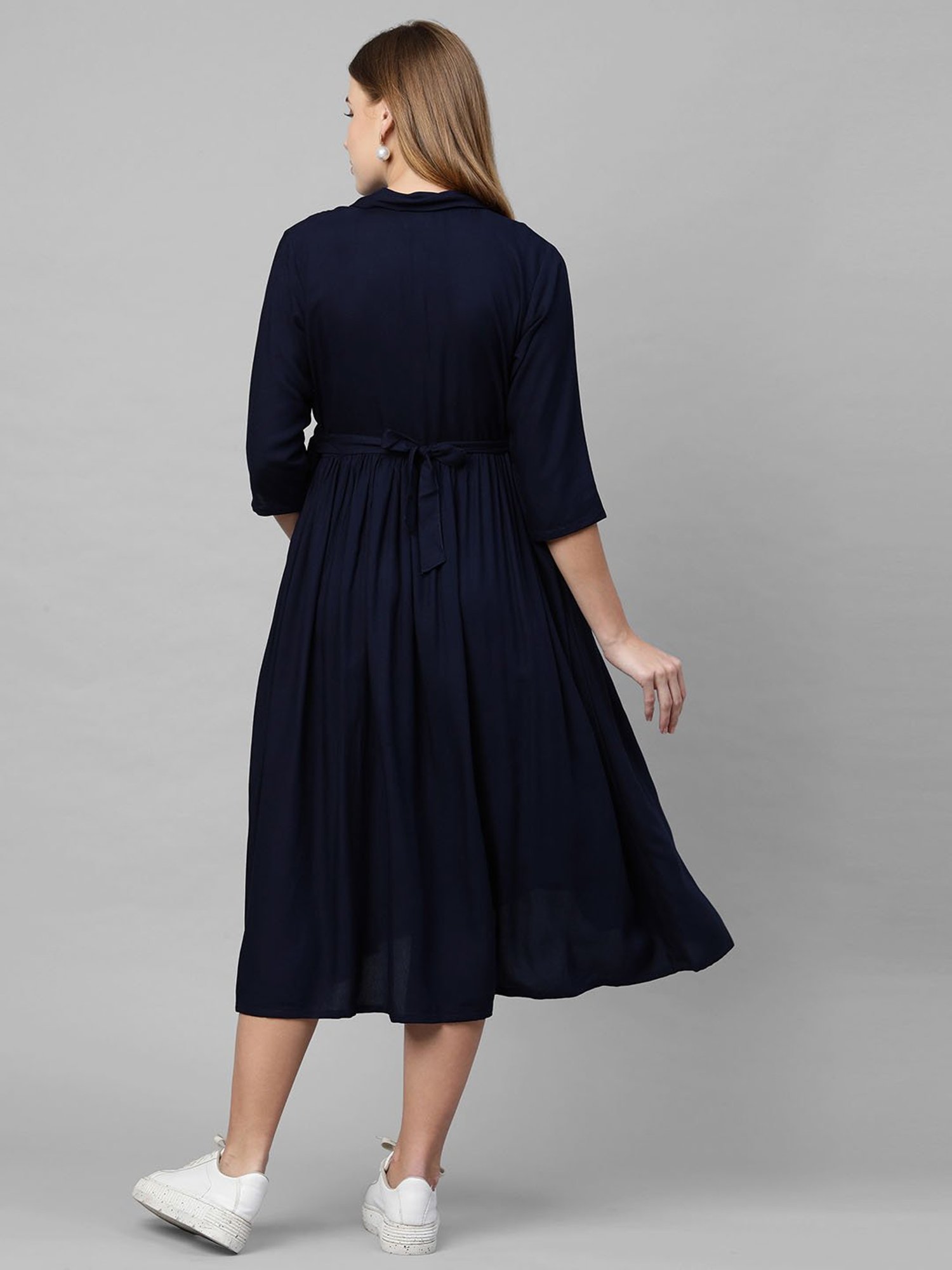 MomToBe Navy Regular Fit Maternity Dress