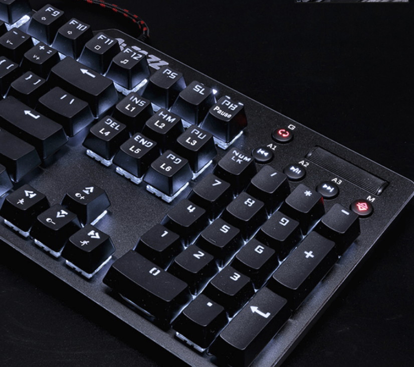 Ajazz AK35IGT Ergonomic Design, Cool Exterior USB Wired N-key Rollover White Backlit Blue Mechanical  Gaming Keyboard And AJ107 2400DPI  Mouse Combo For Office And Game - Black