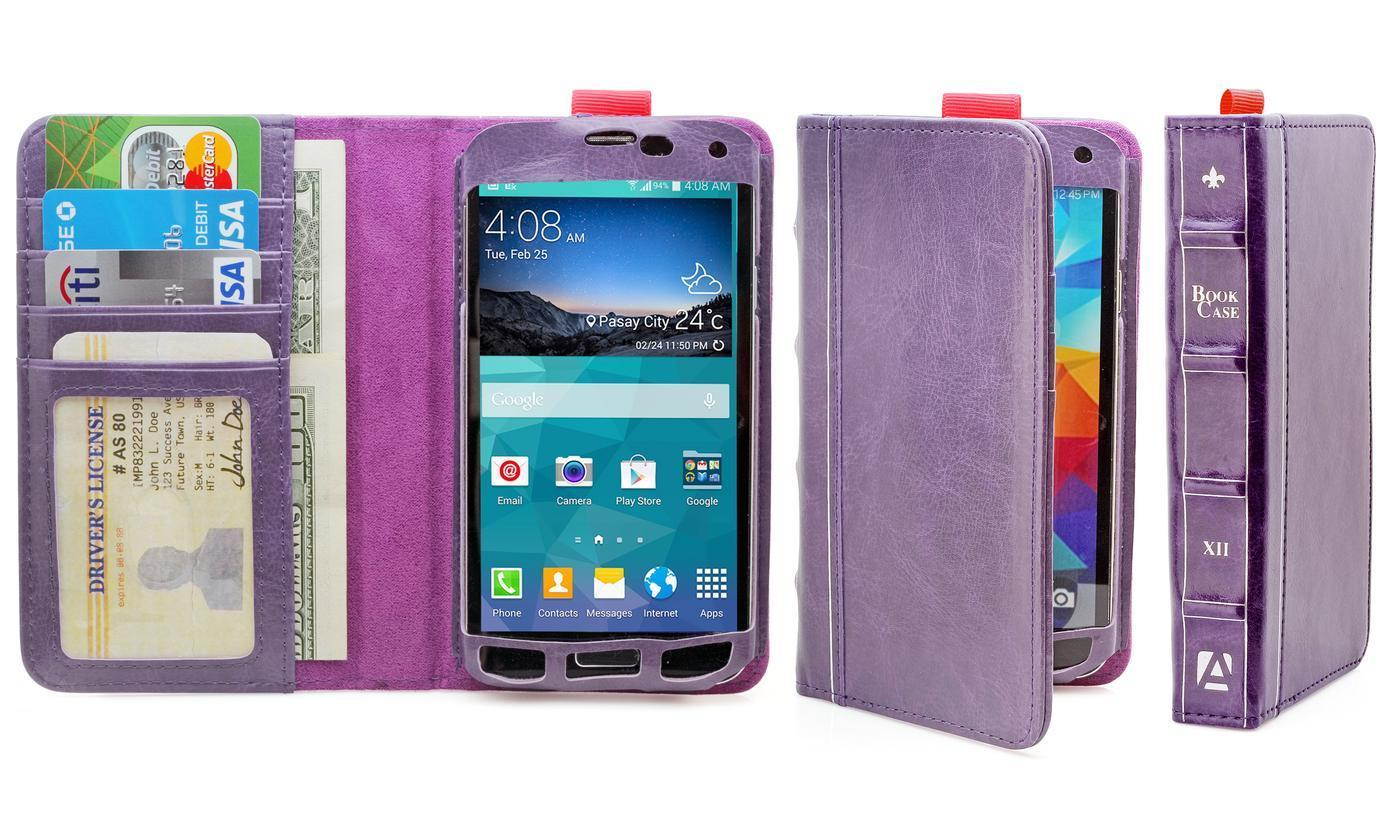 Aduro BookCase Folio & Wallet Case for Samsung Galaxy S5 -Purple