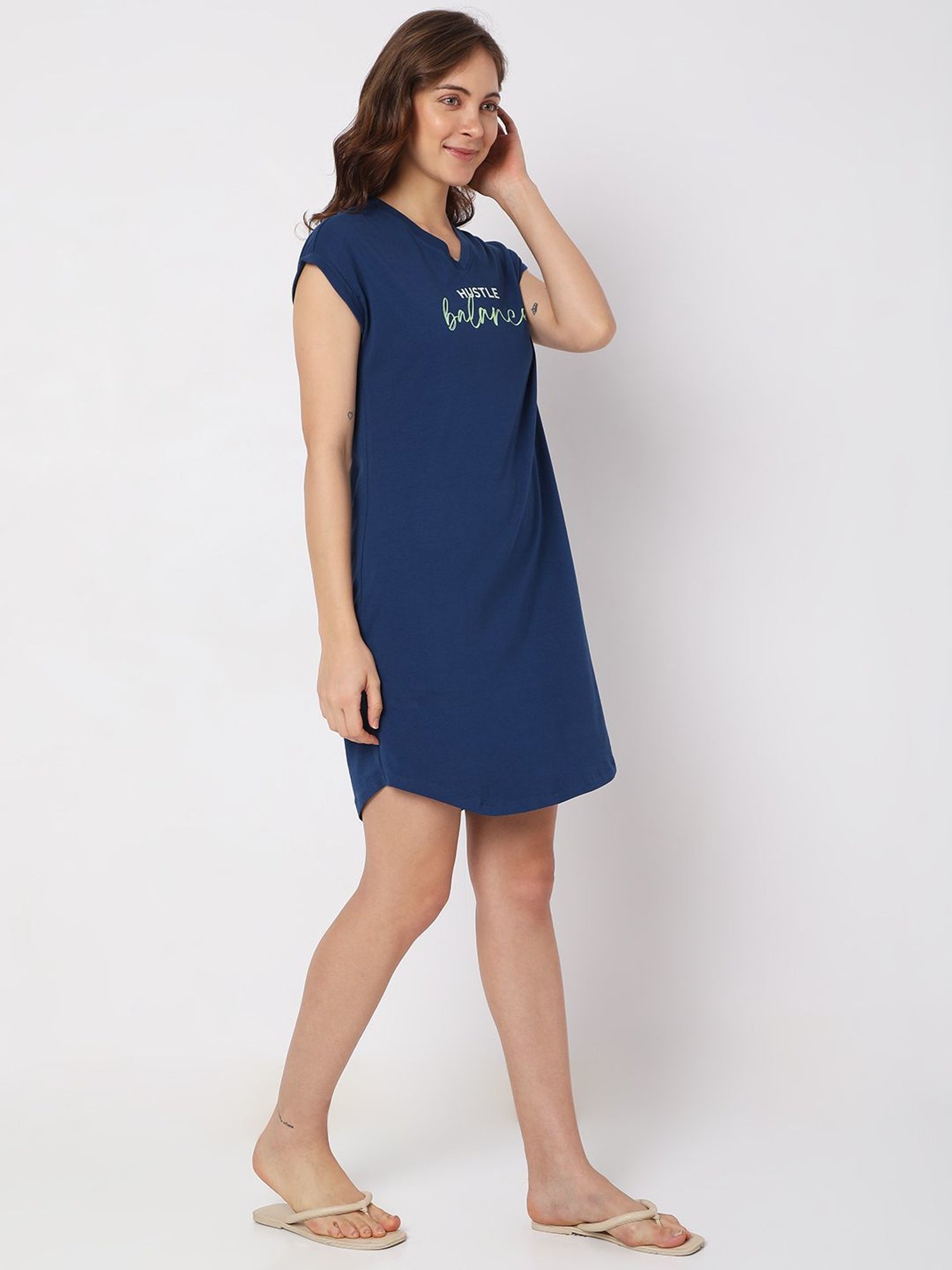 Vero Moda Intimates Navy Cotton Graphic Print Night Dress