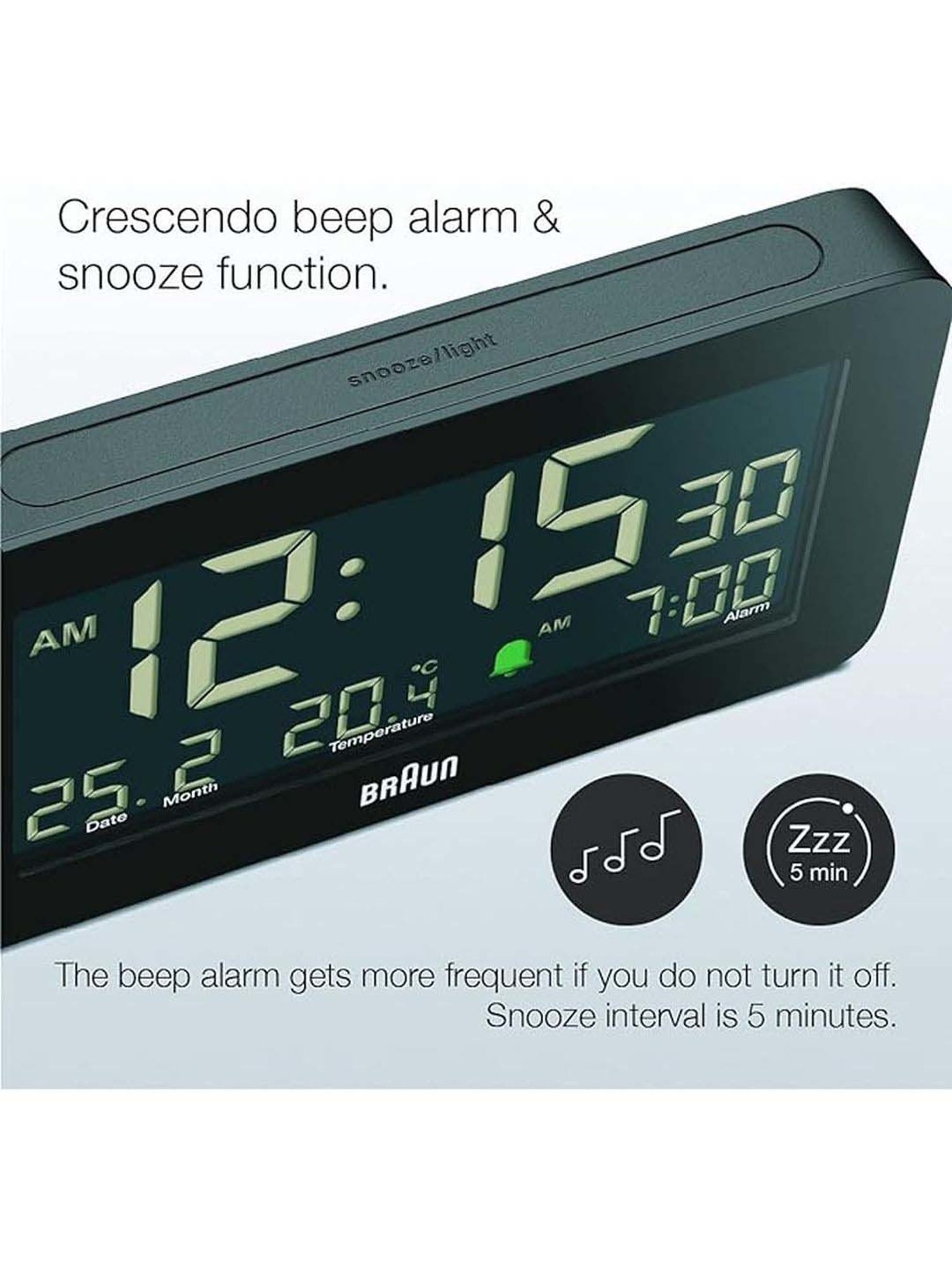 Braun Black Digital Alarm Clock