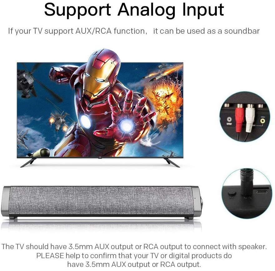 Sanwo Bluetooth Sound Bar Wired and Wireless Home Theater TV Triangle Speaker Bar with Remote Control,TF Card- Surround Sound Bar for TV/PC/Phones/Tablets, 2 X 5W Compact Sound Bar 2.0 Channel