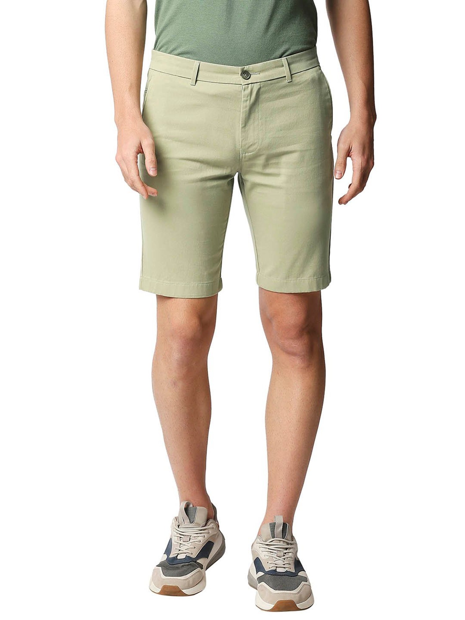 Basics Light Green Comfort Fit Shorts