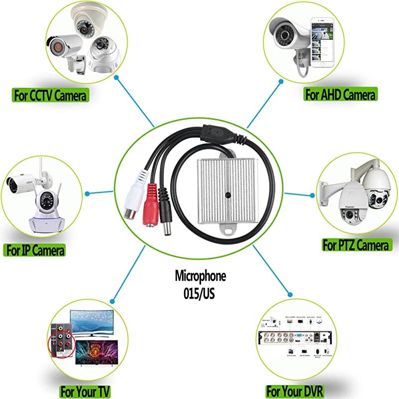 Microphone Security Microphone Audio Outdoor Gift RCA Tiny Surveillance Microphone DVR High Sensitive Preamp Amplified Pickup Device Mic External Camera Sound Waterproof Best Metal Case