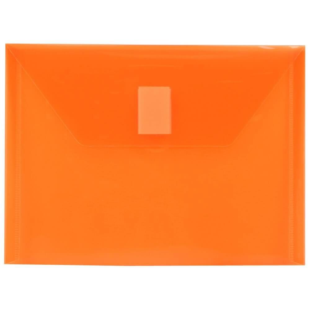 JAM PAPER Plastic Envelopes with Hook & Loop Closure - Index - 5 1/2 x 7 1/2 - Orange - 12/Pack