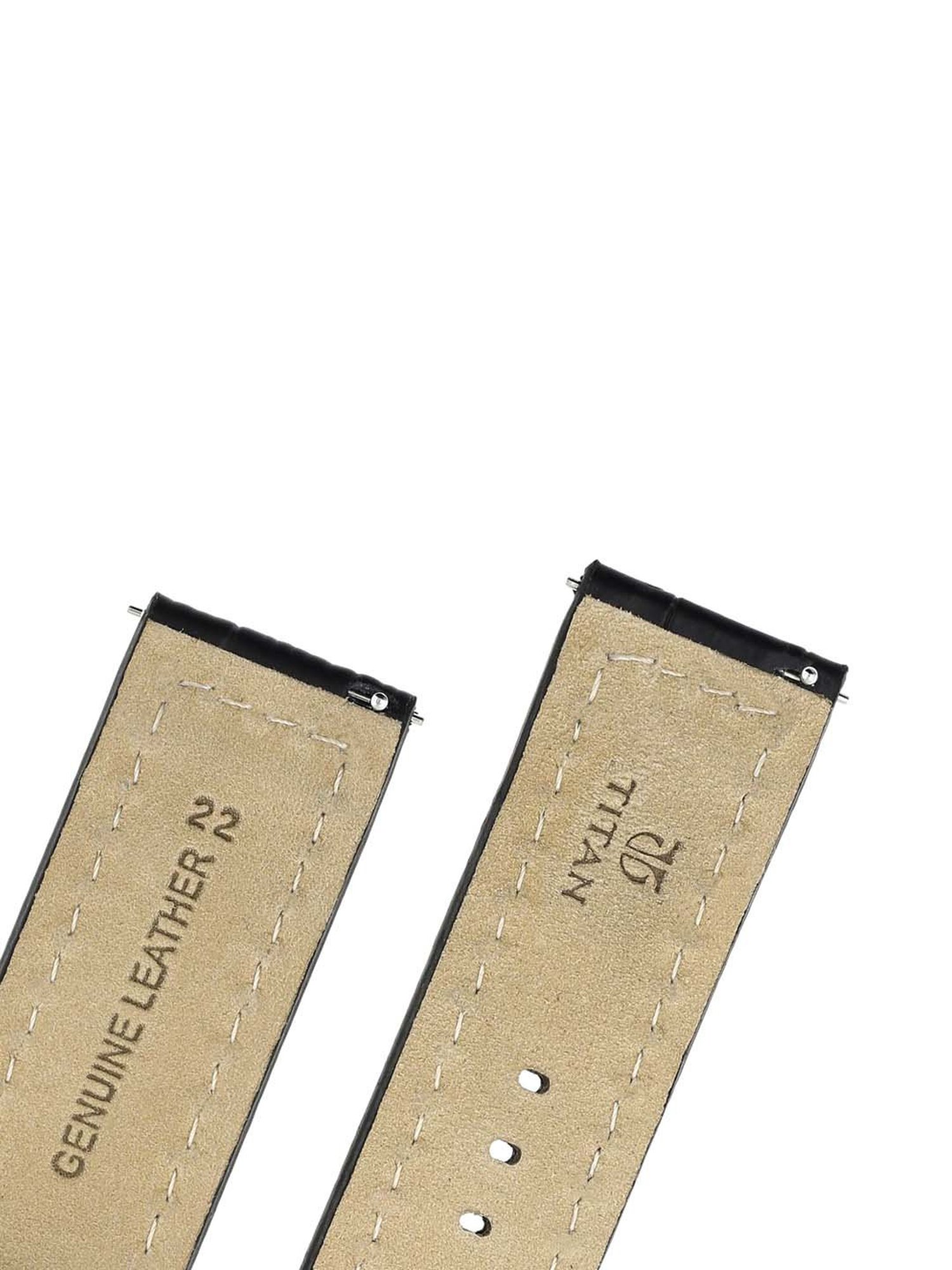 Titan 22 mm Black Genuine Leather Strap for Men