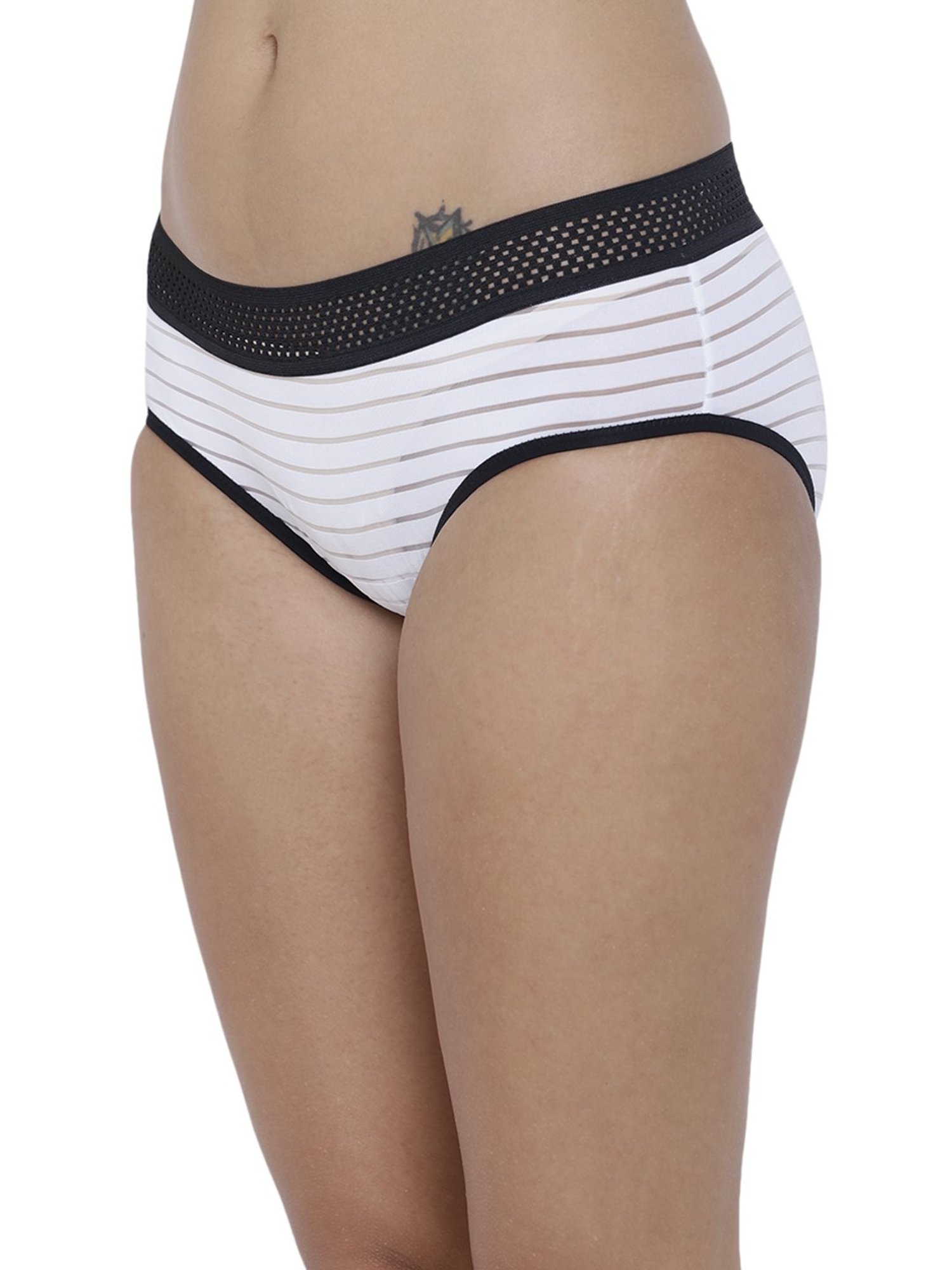 BASIICS by La Intimo White Striped Hipster Panty
