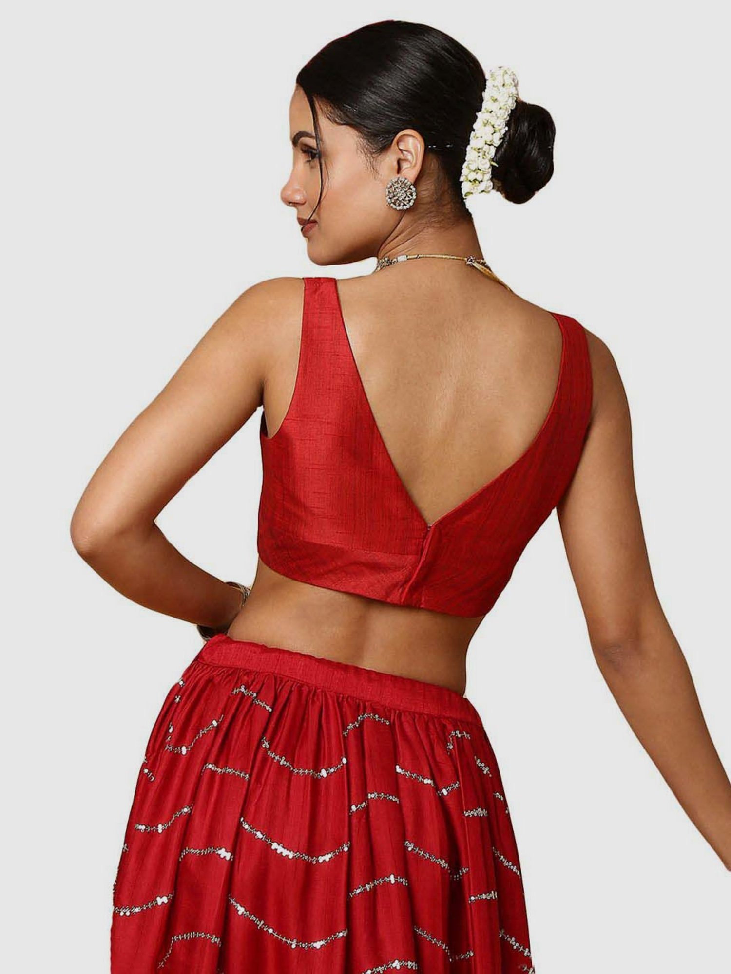 Salwar Studio Red Textured Readymade Blouse